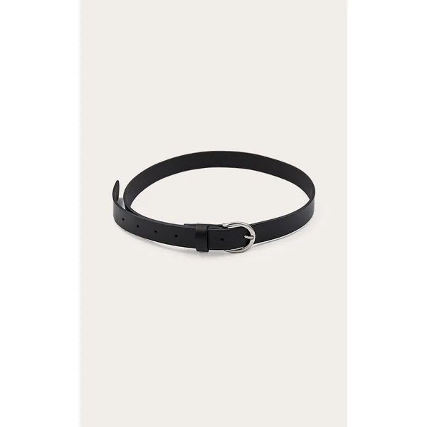 Black PU Basic Crescent Buckle Belt