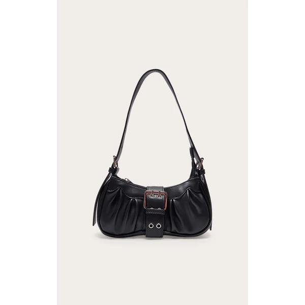 Black PU Eyelet Buckle Shoulder Bag