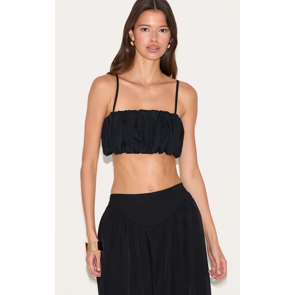 Black Puff Ball Extreme Crop Top