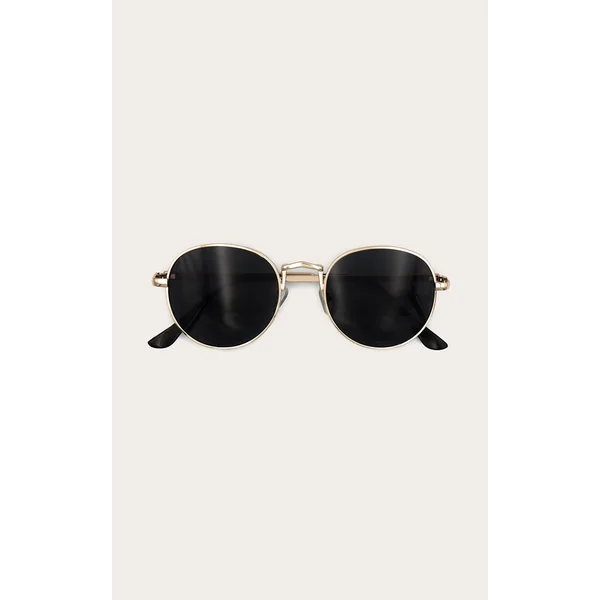 Black Rounded Lens Retro Sunglasses