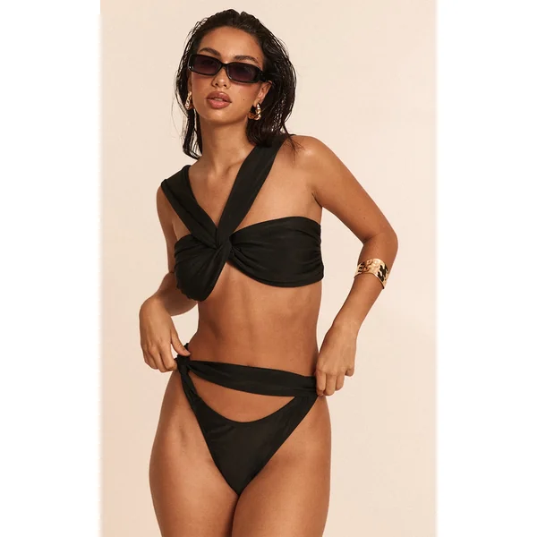 Black Ruched Bust Bikini Top