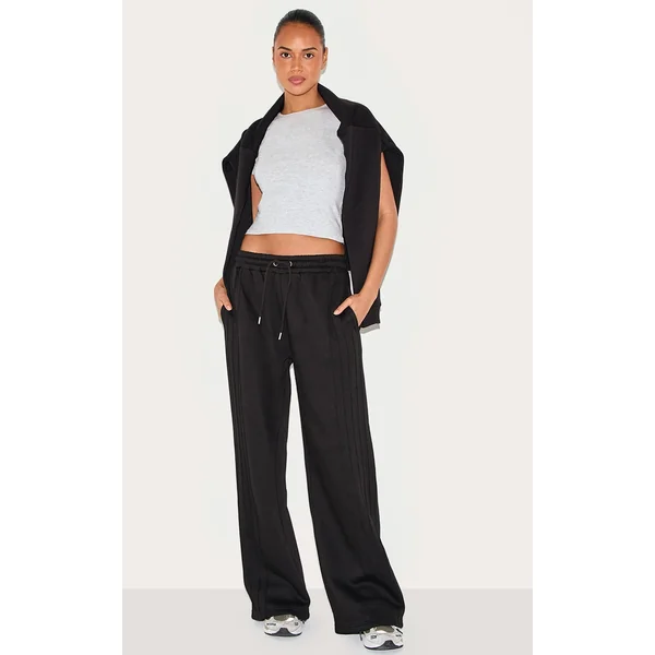 Black Seam Detail Sweat Wide Leg Sweatpants
