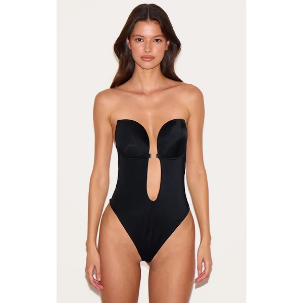 Black Shapewear Plunge Bodysuit