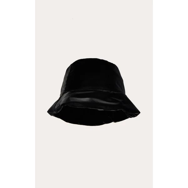 Black Shiny Nylon Bucket Hat