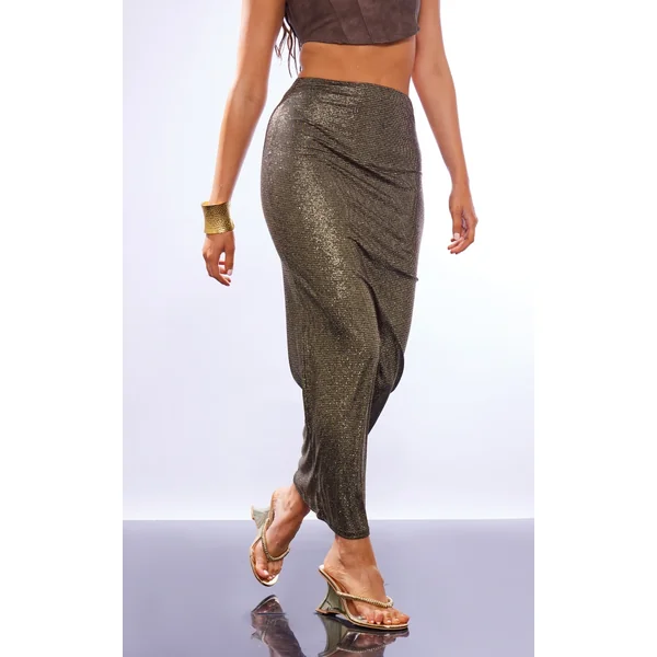 Black Slinky Sequin Maxi Skirt