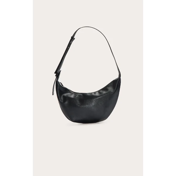 Black Slouchy Crescent Cross Body Bag