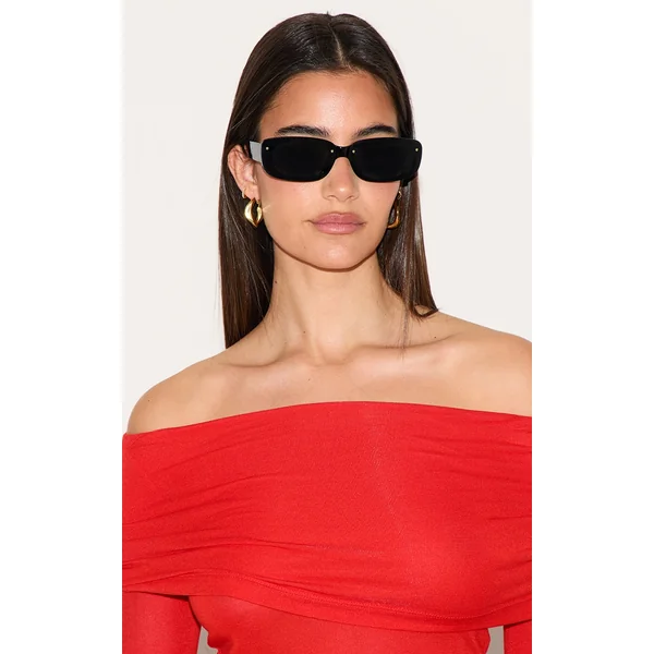 Black Smooth Square Sunglasses