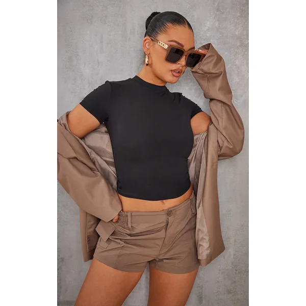 Black Snatched Sculpt Short Sleeve T Shirt