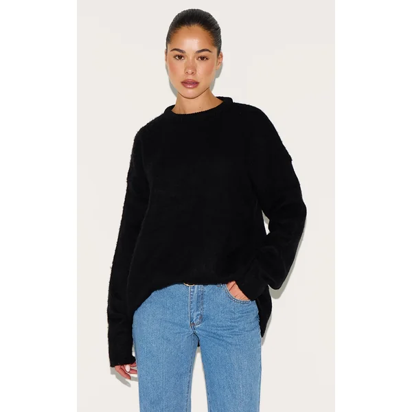 Black Soft Knit Oversized Sweater