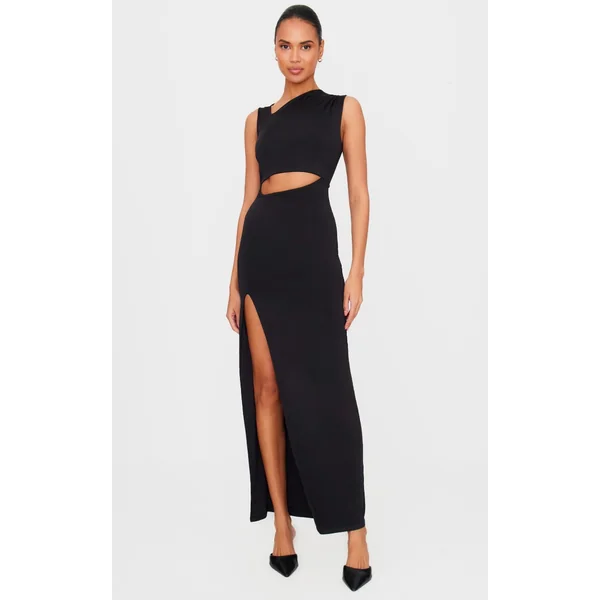 Black Soft Touch Cut Out Maxi Dress