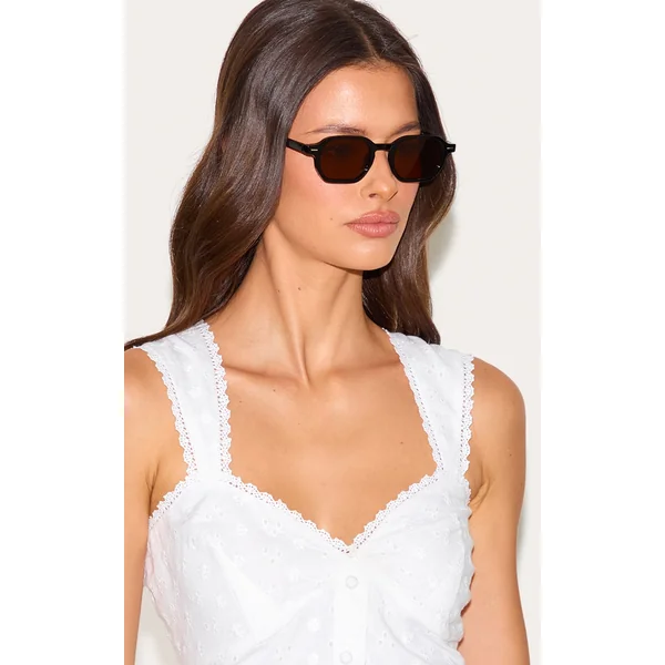 Black Square Brown Lens Sunglasses