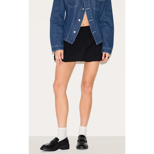 Black Stretch Woven Micro Mini Puffball Skirt