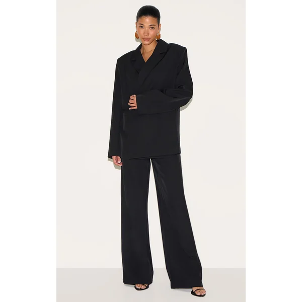 Black Tailored Woven Wide Leg Pant