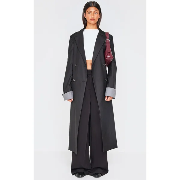 Black Tailoring Trim Trench Coat