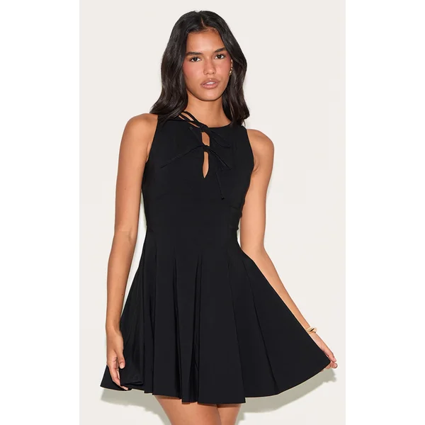 Black Tie Bow Detail Shift Dress