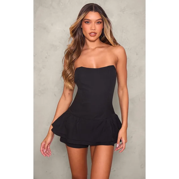 Black Twill Bandeau Rara Romper