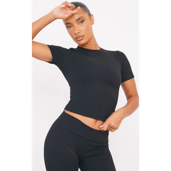 Black Ultimate Sculpt Longline Short Sleeve Gym Top
