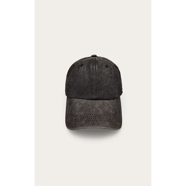 Black Washed Denim Cap