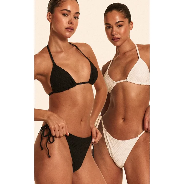 Black & White Two Pack Textured Triangle Bikini Set