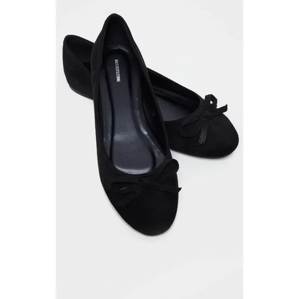 Black Wide Fit Round Toe Ballet Shoes
