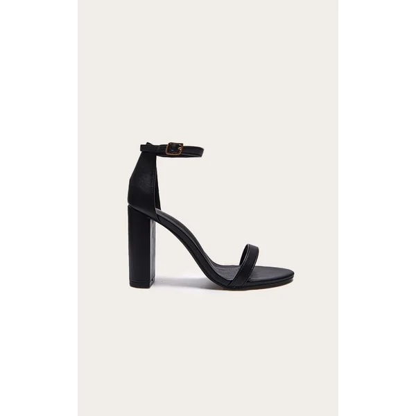 Black Wide Fit Round Toe Faux Suede Block Heeled Sandals