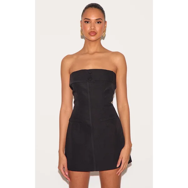 Black Woven Belt Detail Shift Dress