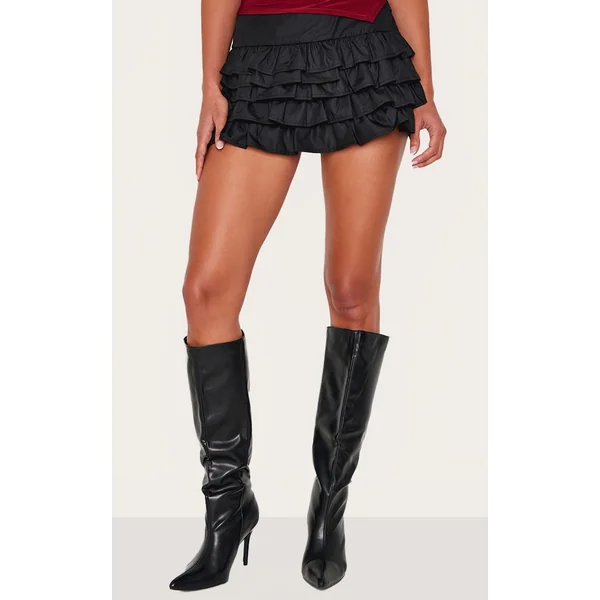 Black Woven Rara Skort