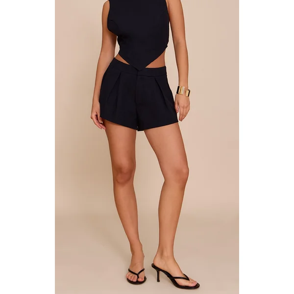 Black Woven Tailored Shorts