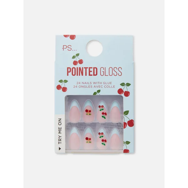 Blue Cherries Faux Nails - Blue