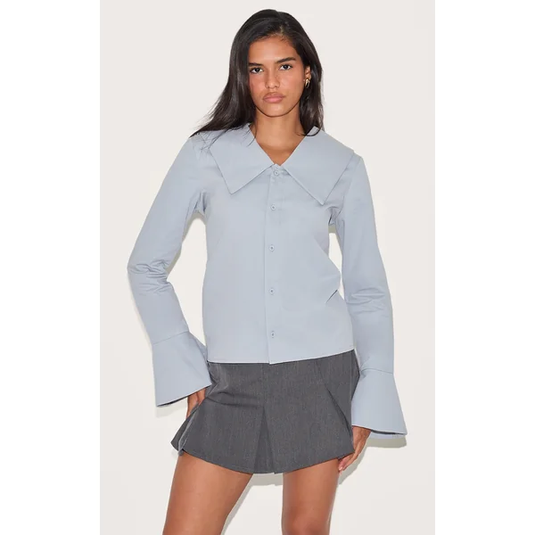 Blue Large Collar Shirt