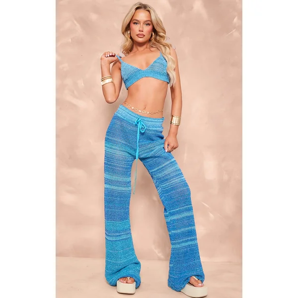 Blue Marl Crochet Beach Pants