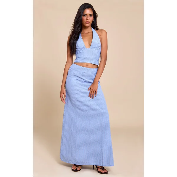 Blue Striped Maxi Skirt