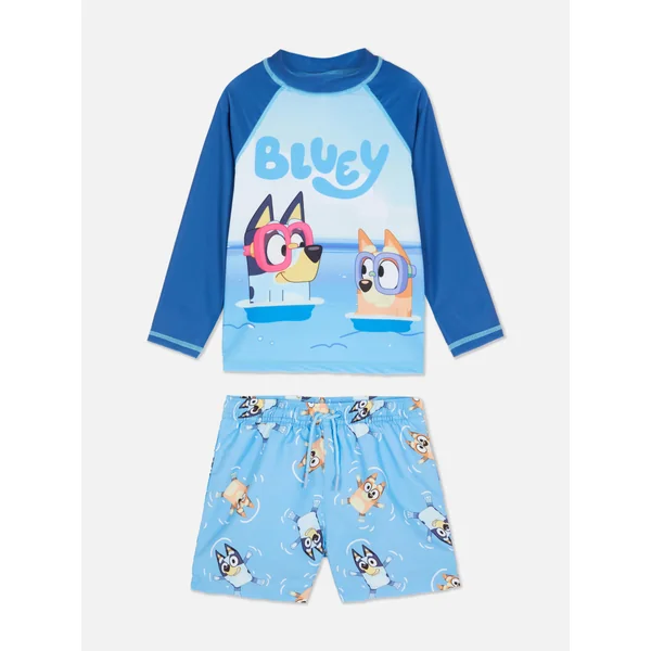 Bluey Swim Shirt and Drawstring Shorts Set - Blue
