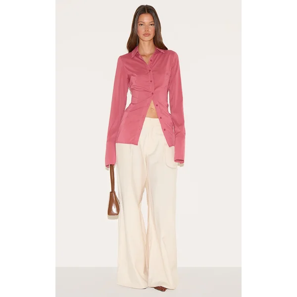 Blush Rose Chiffon Fitted Shirt