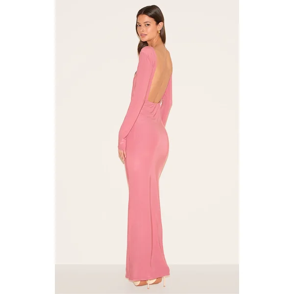 Blush Rose Double Layer Deep Back Maxi Dress