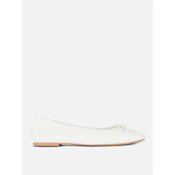 Bow Ballerina Flats - White