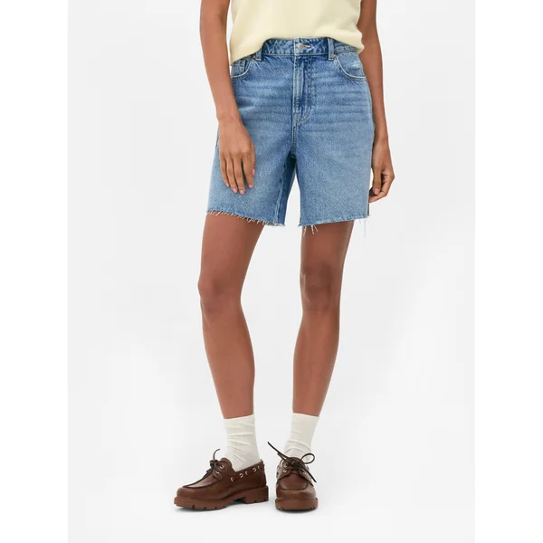 Boyfriend Denim Shorts - Mid Blue