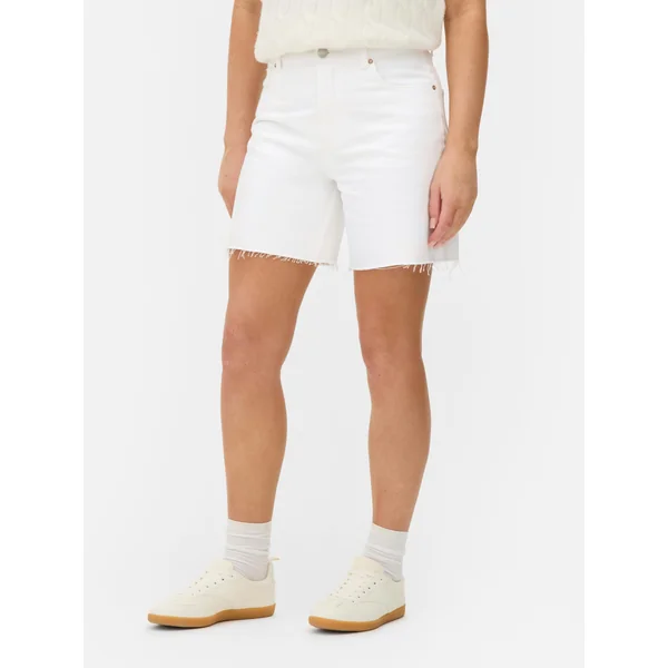 Boyfriend Denim Shorts - White