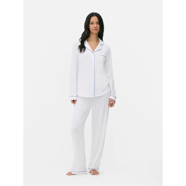 Boyfriend Long Pajamas - White