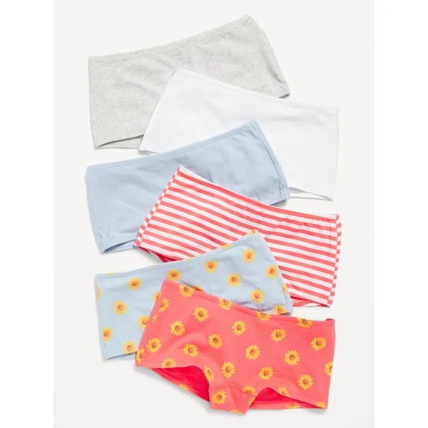 Boyshorts Underwear 6-Pack for Girls - Sunflower