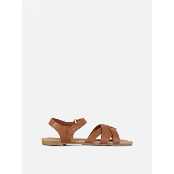 Braided Cross Strap Sandals - Tan