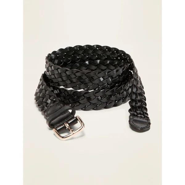 Braided Faux-Leather Belt For Women (1") - BlackJack