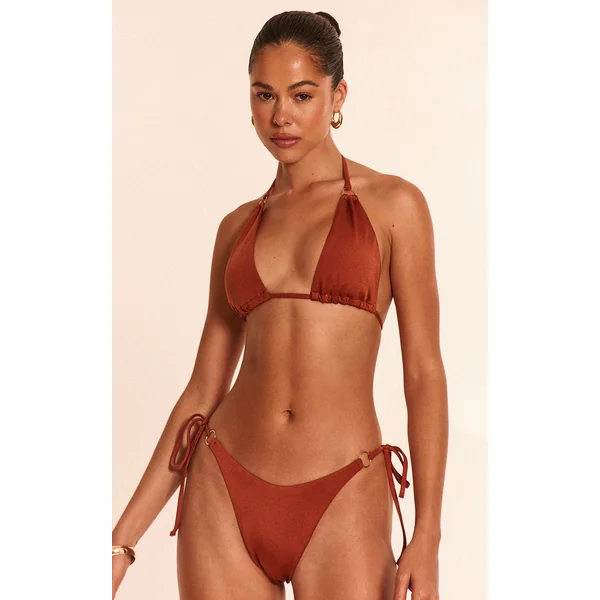 Bronze Mini O Ring High Apex Triangle Bikini Top