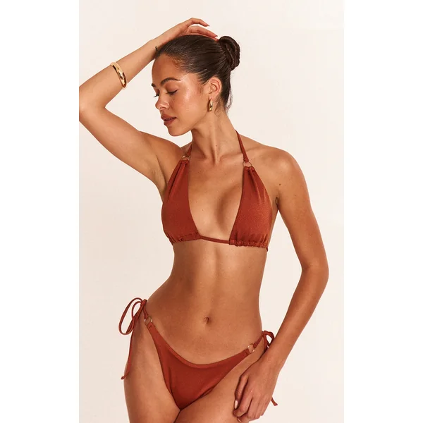 Bronze Mini O Ring Tie Side Bikini Bottoms