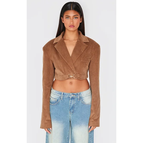 Brown Cord Cropped Blazer