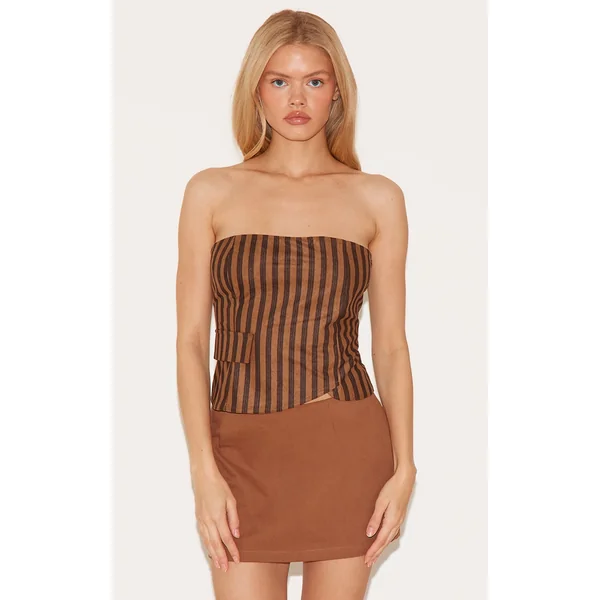 Brown Corduroy Striped Bandeau