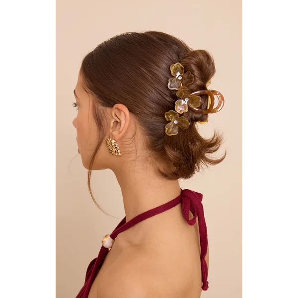 Brown Dual Tone Flower Claw Clip