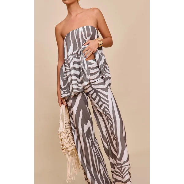 Brown Oversized Zebra Print Pants