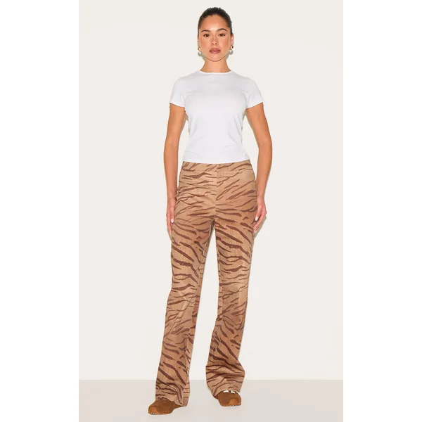 Brown Tiger Printed Pants