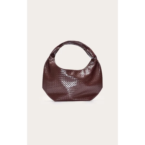Brown Weave Slouchy Tote Bag